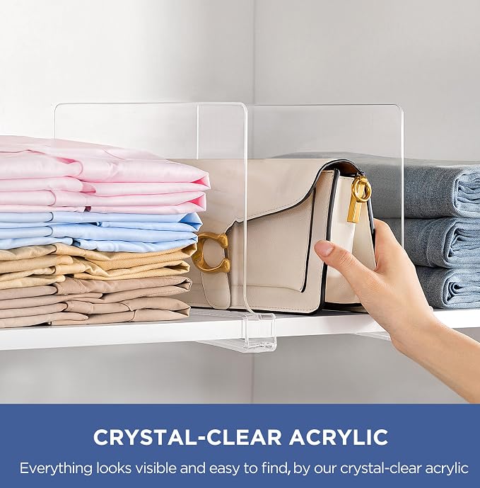 HBlife    Clear Shelf Dividers, 2 Pack Purse Organizer - Image 6