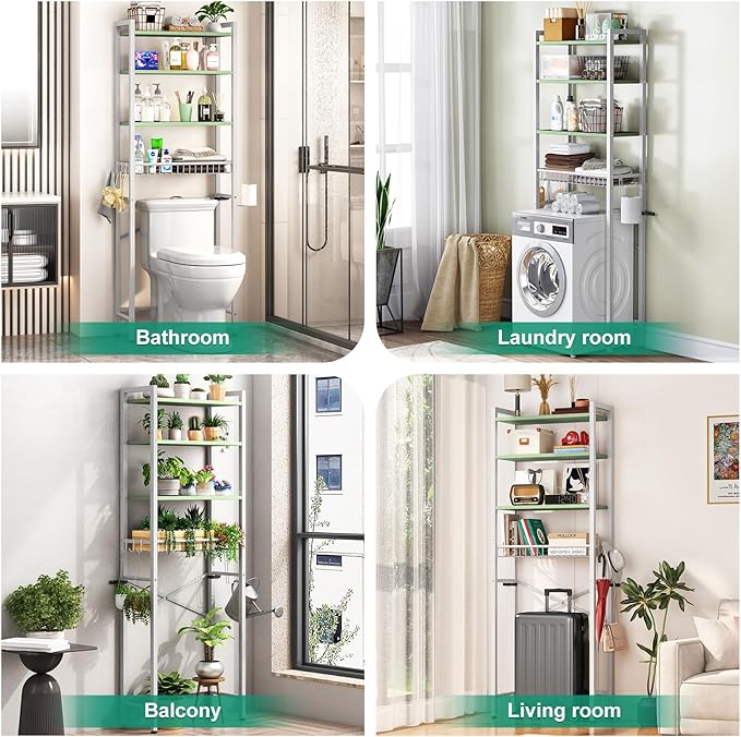 Over-The-Toilet Storage Rack, 4-Tier Bathroom Organizer Shelf Over Toilet - Image 3