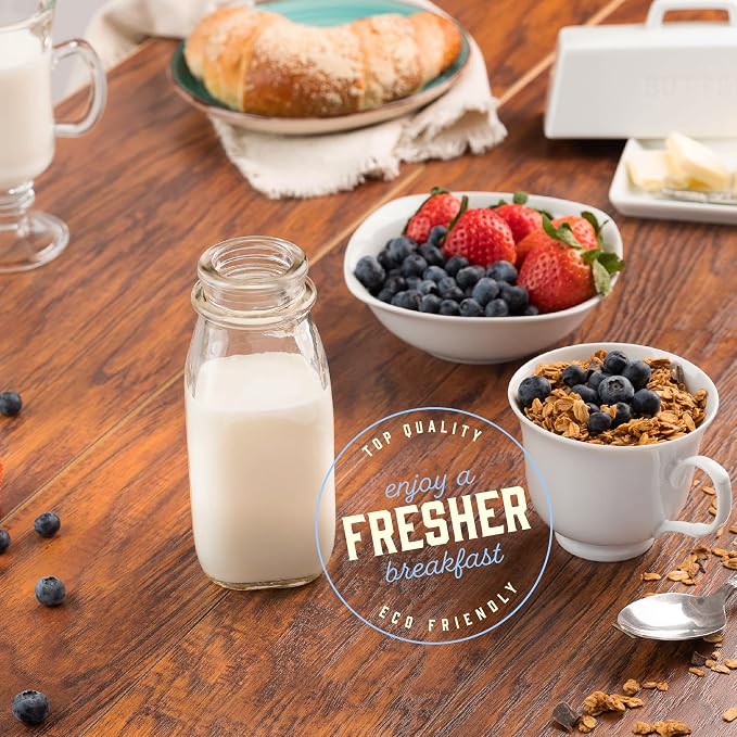 kitchentoolz Glass Creamer Bottle 12 Oz Square Glass Milk Bottle - Image 6