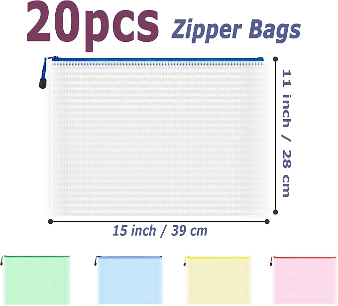 AUSTARK 20Pcs Board Games Storage Bags, PVC Mesh Zipper Pouches, Zippered File - Image 2