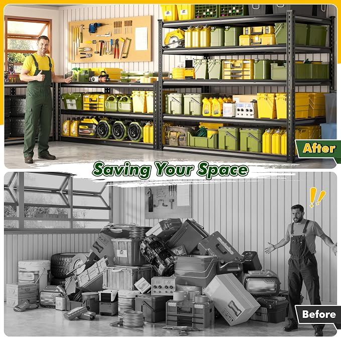 55.1" W Garage Shelves 2230LBS Storage Shelves, 5 Tier Adjustable Metal Shelving - Image 5