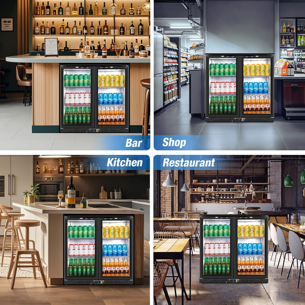 35.4" 7.4 Cu. Ft. Back Bar Cooler, 2 Glass Door Beverage Fridge
