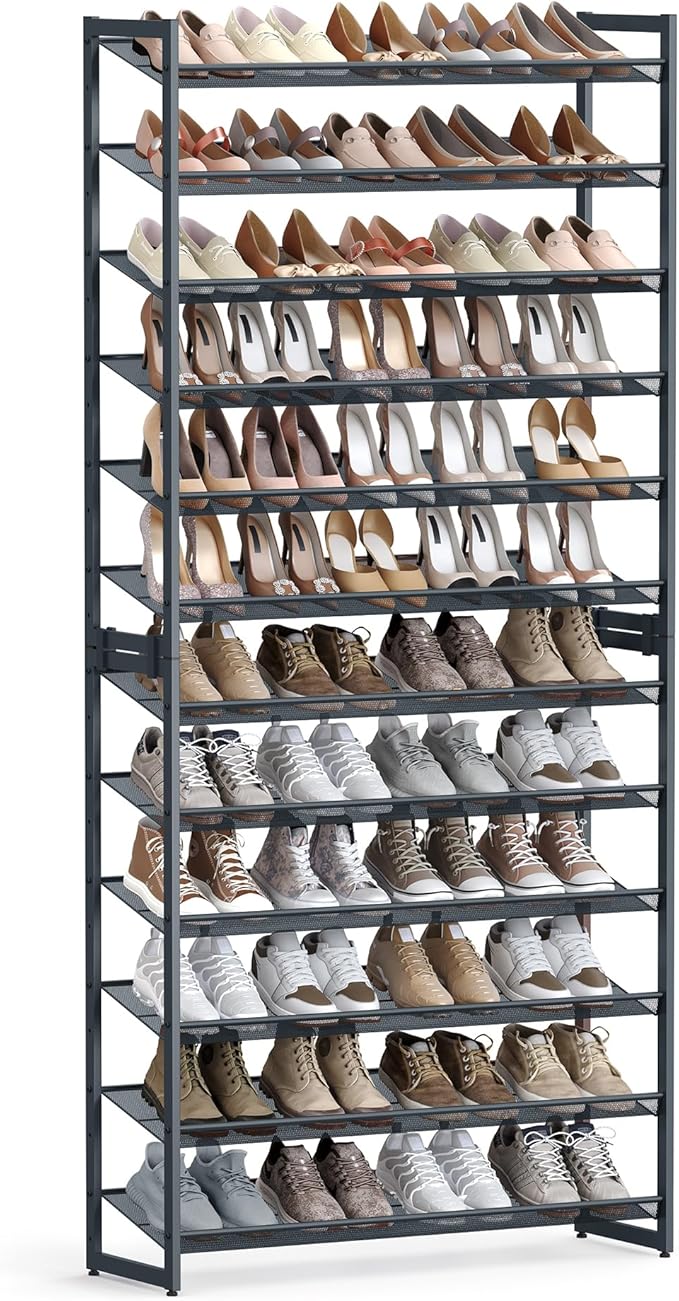 SONGMICS 12-Tier Stackable Shoe Shelf Set, Metal Shoe Storage by SONGMICSbySONGMICSHOME