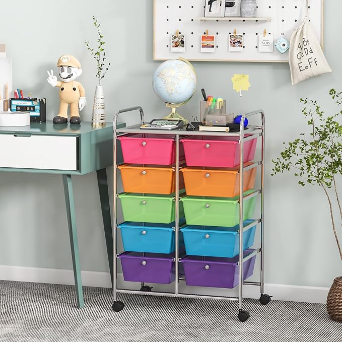 Giantex 10 Drawers Rolling Cart, Classroom Organizers, Storage Cart - Image 4