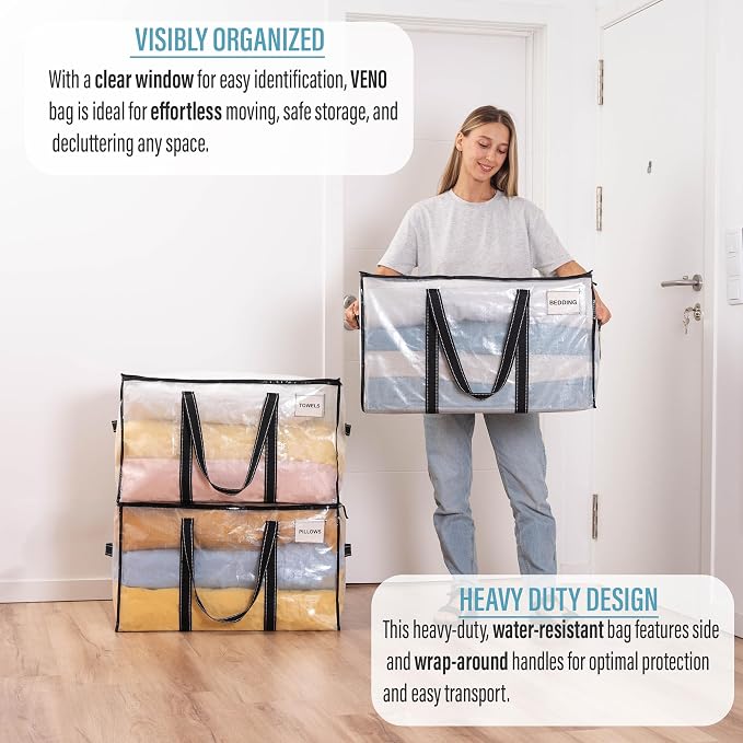 VENO 10 Pack Clear Moving Bags Christmas Storage Bags, Large Storage Bins - Image 5