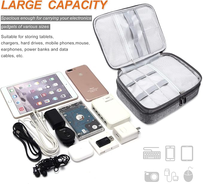 SELLYFELLY Electronic Bag Travel Cable Accessories Bag Waterproof Double Layer - Image 4
