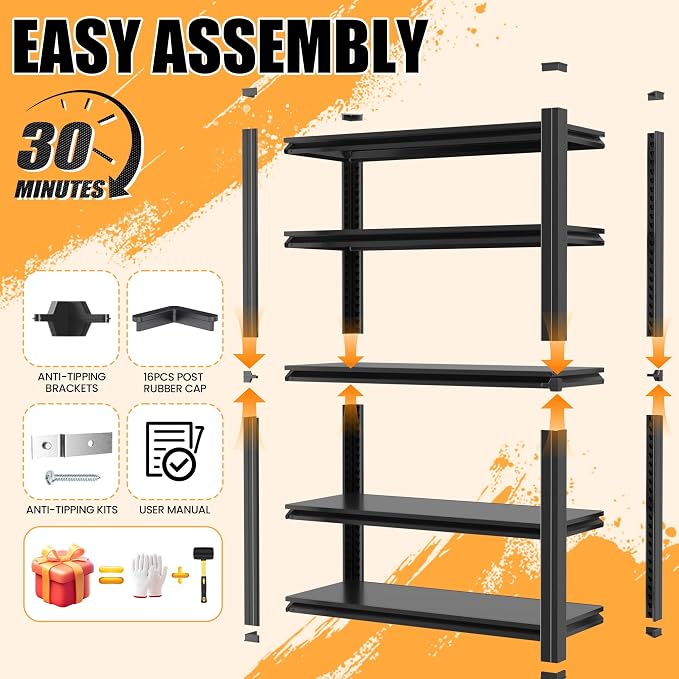 72" H Garage Shelving, Heavy Duty Storage Shelves, Garage Storage Shelves - Image 7