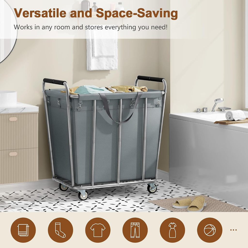Hoctieon Large Laundry Cart with Wheels, 400L Heavy Duty Laundry