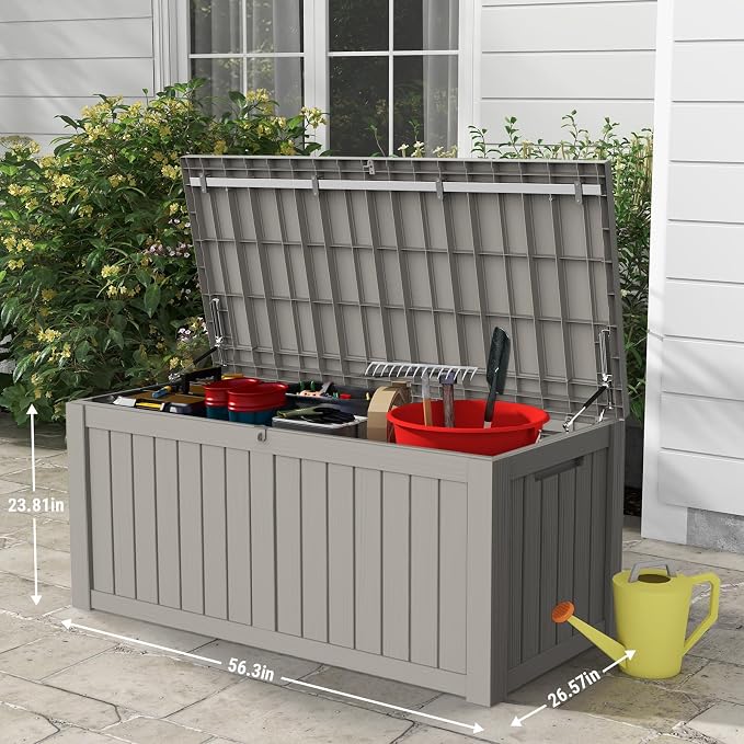 Mars Villa 119 Gallon Outdoor Storage Box, Large Resin Deck Box Waterproof - Image 2