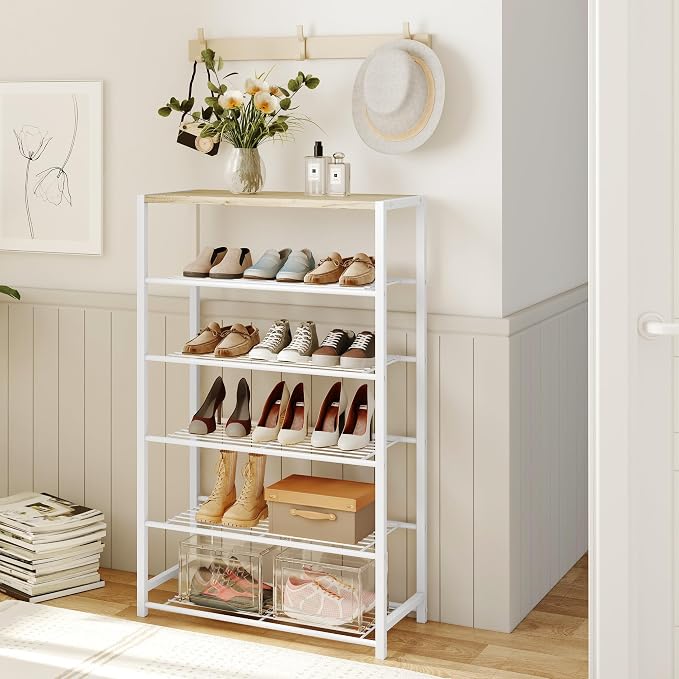 Yusong Shoe Rack Organizer, 6 Tier Industrial Shoe Storage Shelf, Narrow Sturdy - Image 2