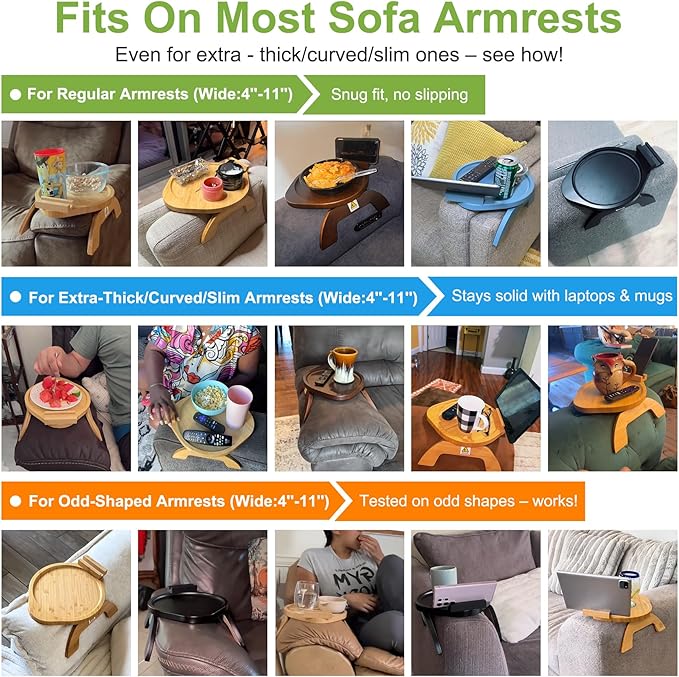 Couch Arm Table Tray, Sofa Clip on Tray Tables - Image 3