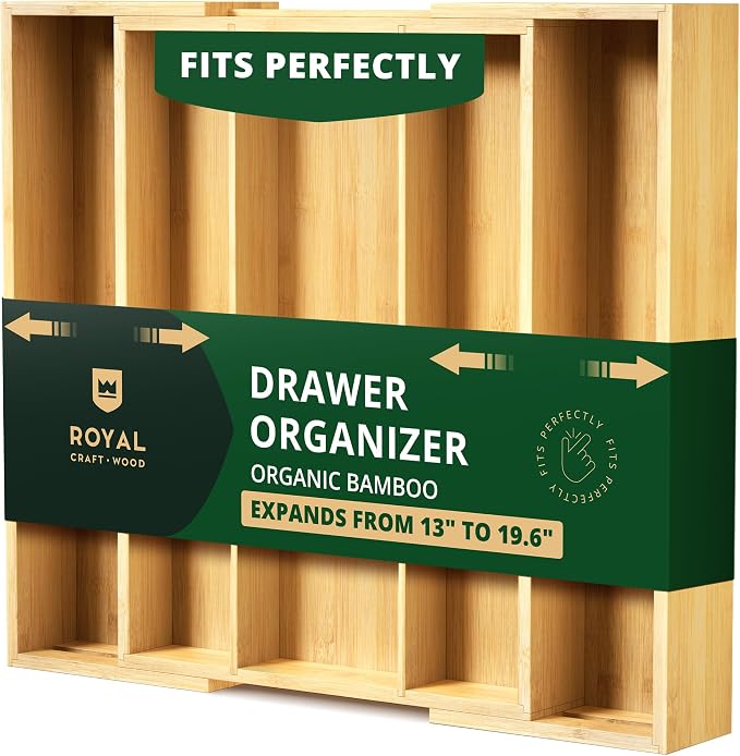 ROYAL CRAFT WOOD Luxury Bamboo Kitchen Drawer Organizer by RoyalCraftWood