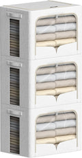 FHSQX 3 Pack Clothes Storage Bins Foldable Metal Frame Storage Box Stackable by FHSQX