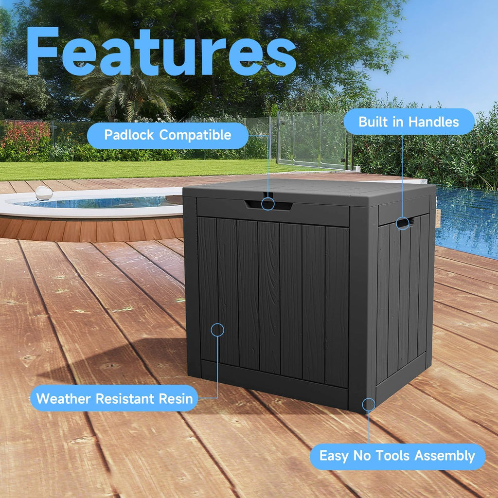 35 Gallon Outdoor Deck Box, Lockable Waterproof Outdoor Storage Boxes