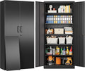 Metal Storage Cabinet with 2 Doors and 6 Shelves, Locking File Cabinet by SISESOL
