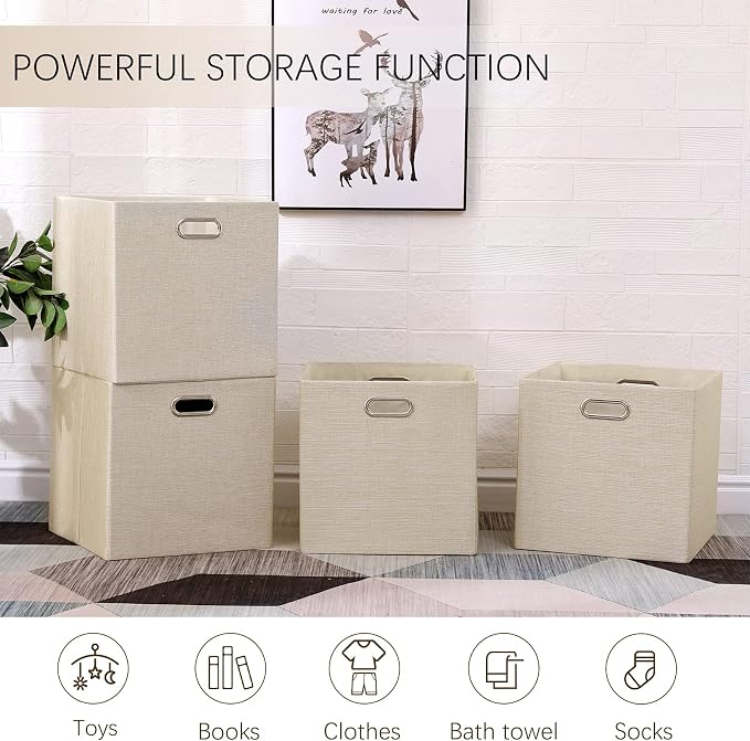 Cube Storage Bins 13×13 Inch Linen Foldable Box - Image 5