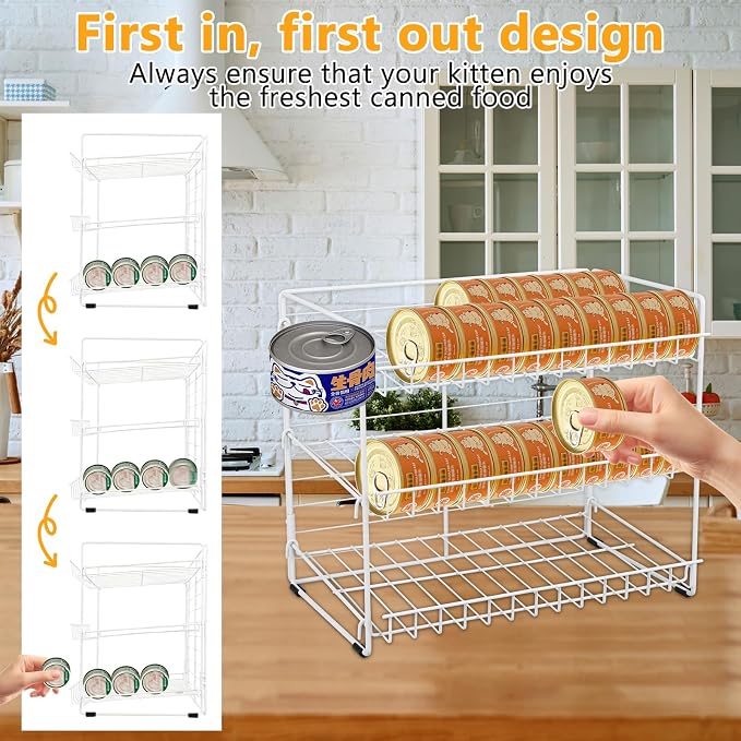 Cat Food Organizer, 3-Tier Stackable Iron Shelf - Image 5