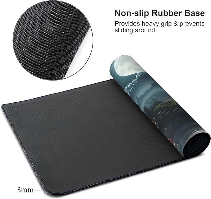 Japanese Full Moon Large Mouse Pad, Gaming Keyboard Desk Pad, Extended Mouse - Image 4
