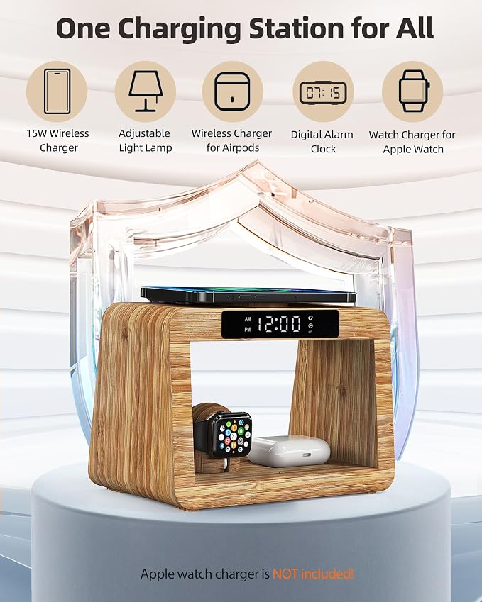 Bamboo Wireless Charging Station, Wireless Charger - Image 6