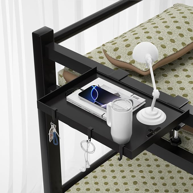 Foldable Bedside Shelf, Metal Clip-On Bed Tray Table - Image 2