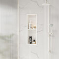 Stainless Steel Shower Niche 24" X 8", No Tile Needed Wall Niche Double Shelves by Qeke