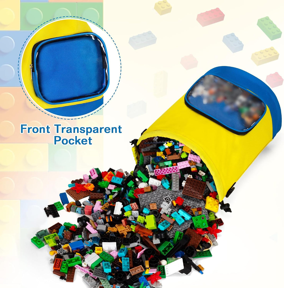 Rexmica Drawstring Toy Storage Organizer Bag for Building Bricks