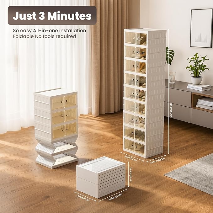 Foldable Shoe Organizer Storage Box, Portable Extra Large Folding Shoe Rack - Image 2