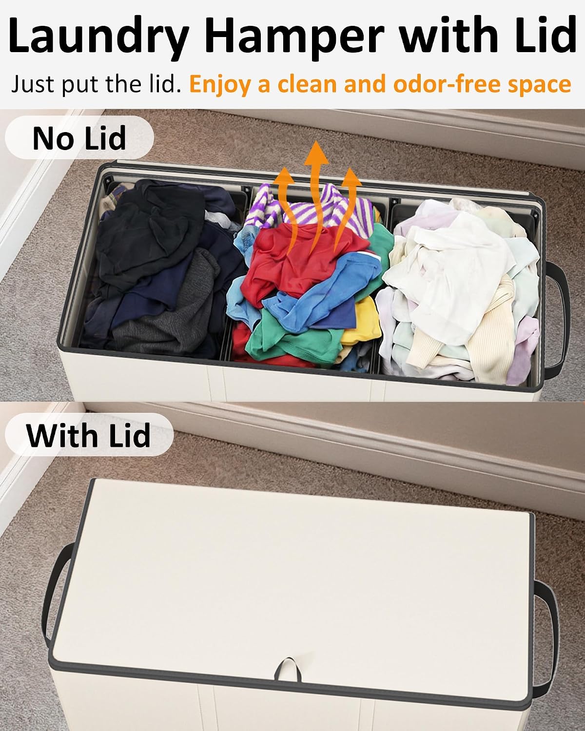 Optish 180L Laundry Hamper 3 Section, Large Hamper with Mesh Bags &
