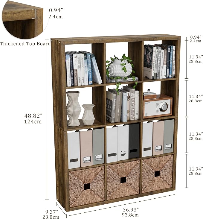 Cube Storage Organizer Bookcase, Decorative 11 inch Open Back Cubical Shelf - Image 3
