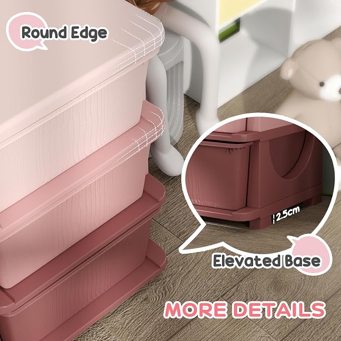 Qaba 3 Tier Kids Storage Unit, 6 Drawer Chest Toy Organizer Plastic Bins - Image 7