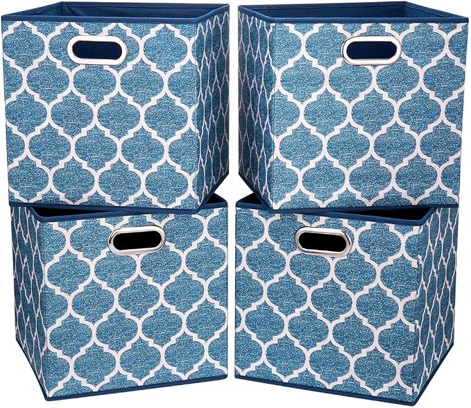 i BKGOO Cloth Storage Bins Set of 4 Thick Fabric Drawers Foldable Cubes Basket by iBKGOO