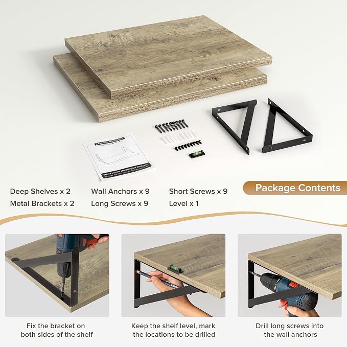 Deep Floating Shelves Wall Mounted, Living Room, Office - Image 5