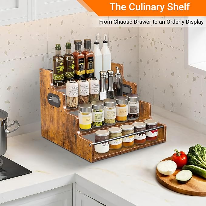 2 Pack 4-Tier Liquor Bottle Display Shelf, 16-Inch Wooden Bar Shelves - Image 7