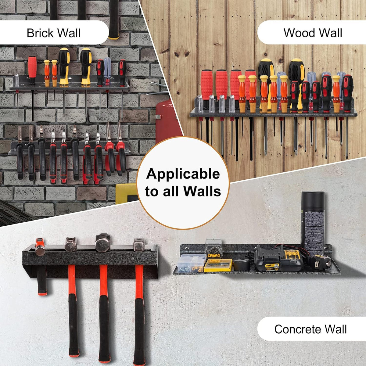 AHOWPD Screwdriver Organizer, Metal Plier Organizer Hammer Rack