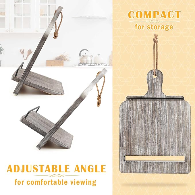 Wood Cookbook Stand Cookbook Holder: Kitchen Adjustable Cookbook Holder Recipe - Image 4