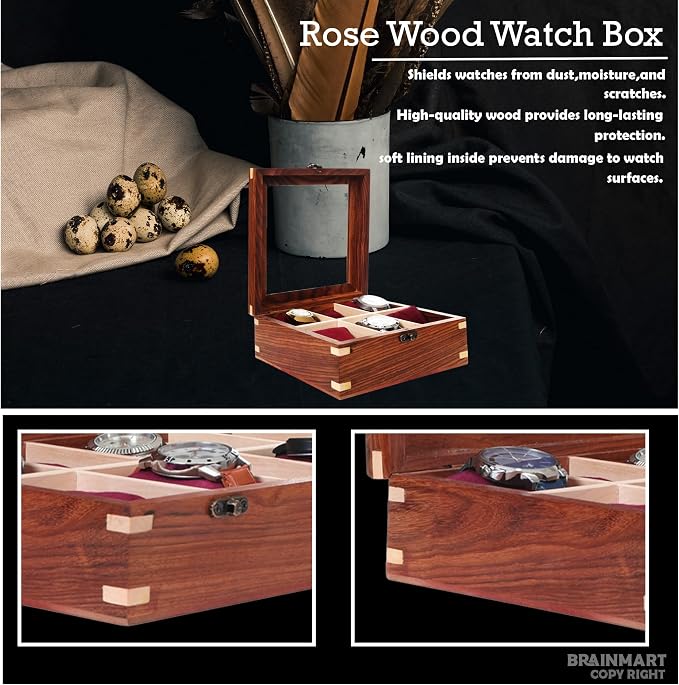 Wooden Watch Box for Men & Women, Watch Organizer & Display Case, Premium - Image 4