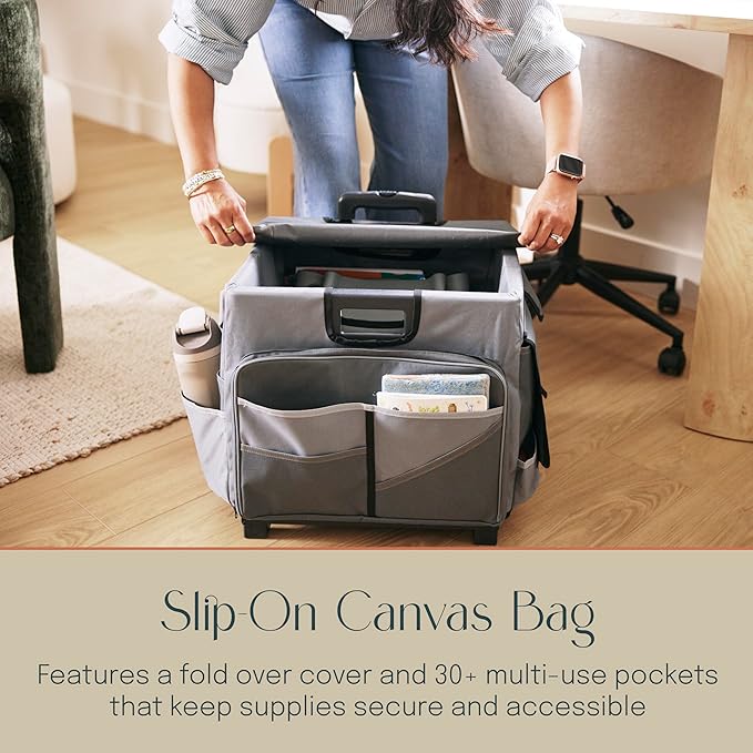 Mobile Utility Cart with Storage Organizer Bag, Rolling Cart, Dark Grey/Grey - Image 4
