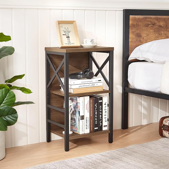 Small Bookshelf, 3 Tier Industrial Bookcase - Image 4