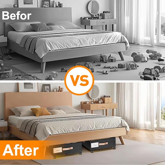 Under Bed Storage with Wheels, 4 Pack Under Bed Storage Container with Dividers - Image 9