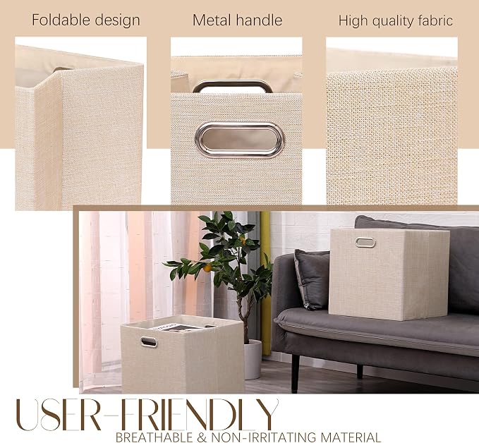 Cube Storage Bins 11×11 Linen Foldable Box - Image 2