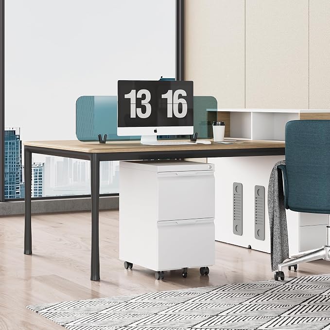 File Cabinet 2 Drawers on Wheels Under Desk, Locking Filing Cabinets - Image 9
