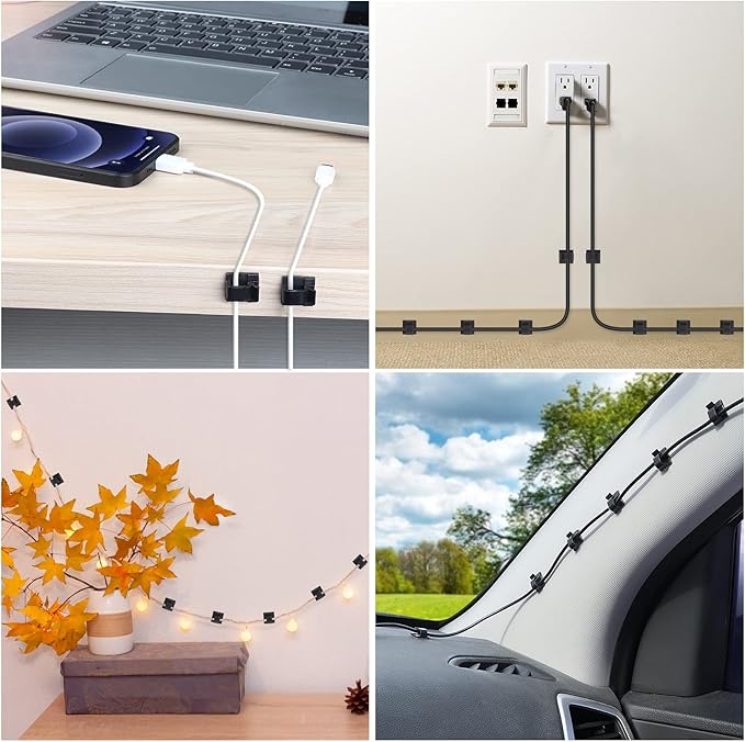 100 PCS Adhesive Cable Clips Black, Upgraded Wire Holder - Image 6