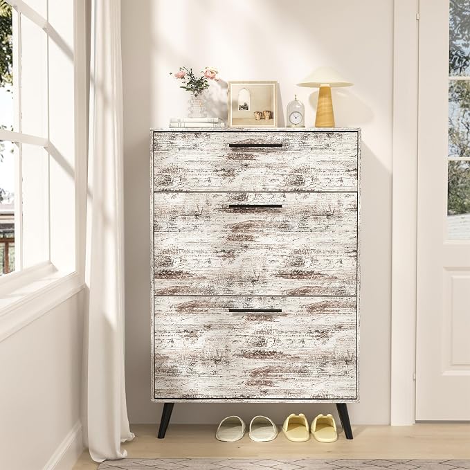 Rustic White Shoe Storage Cabinet - Image 7