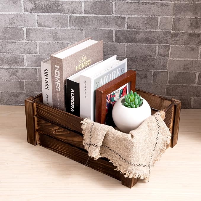 TIMRIS Set of 3 Rustic Wood Nesting Crates, Farmhouse Wooden Storage Container - Image 5