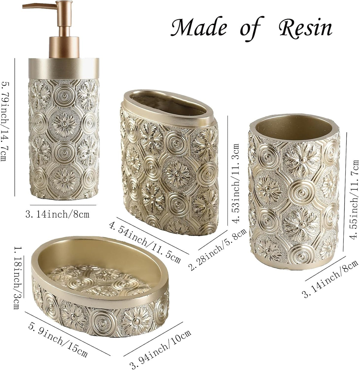 Bathroom Accessories Set,Golden Design Toothbrush Holder,Farmhouse