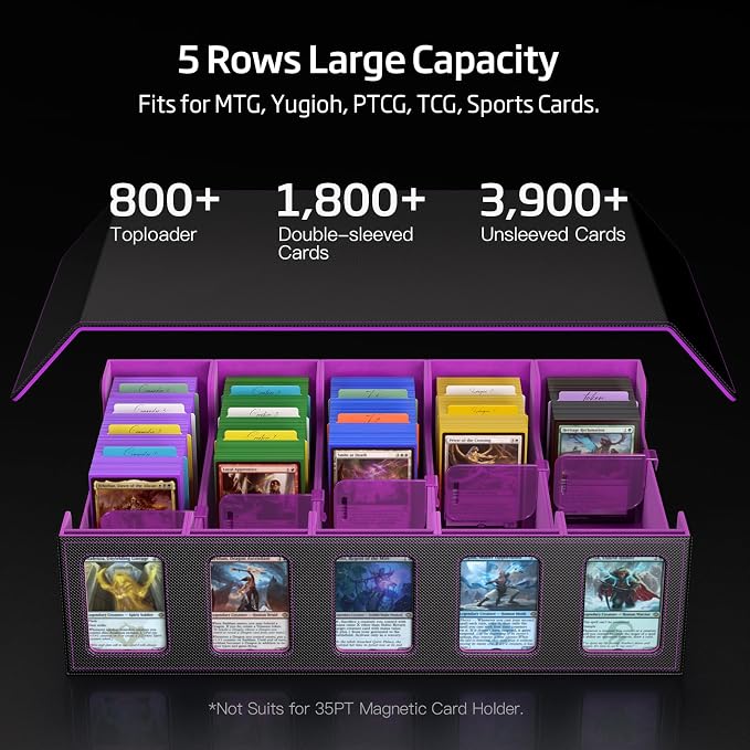 Trading Card Storage Box 5-Row 3900+ Capacity, TCG MTG Card Case - Image 3