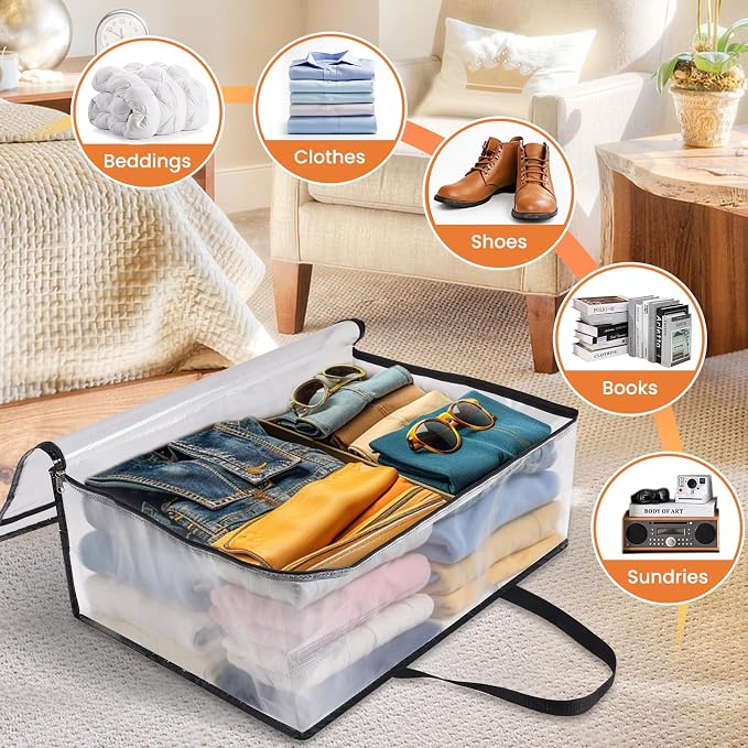 8 Pack Clear Storage Bags for Comforter, Clothes & Bedding, Plastic Blanket - Image 6