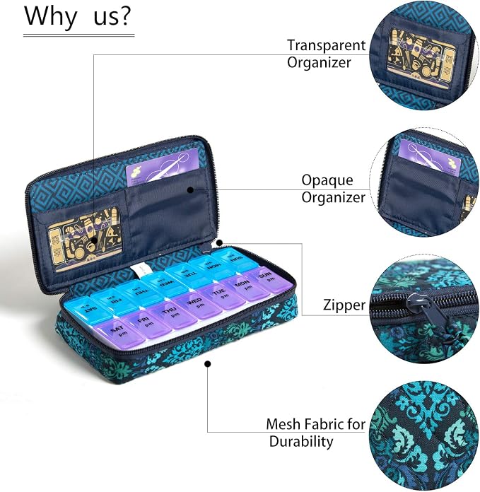 Weekly Pill Organizer 2 Times a Day, Zumd Pill Box 7 Day - Image 3