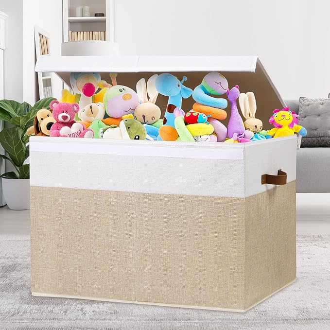 Large Toy Storage Box with Lid, Sturdy Toys Storage Chest Bin Organizer Basket - Image 2