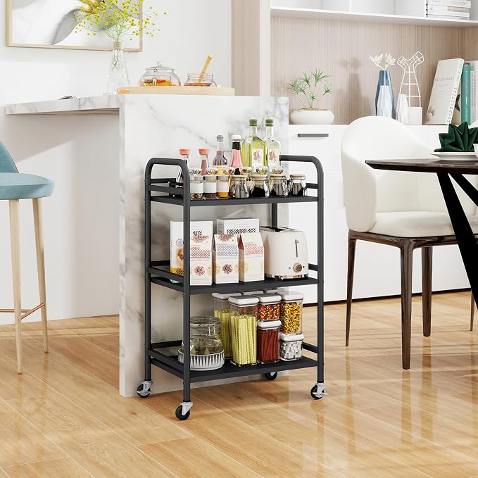 HDANI 3 Tier Rolling Cart Shelves, Heavy Duty Multifunctional Metal - Image 5